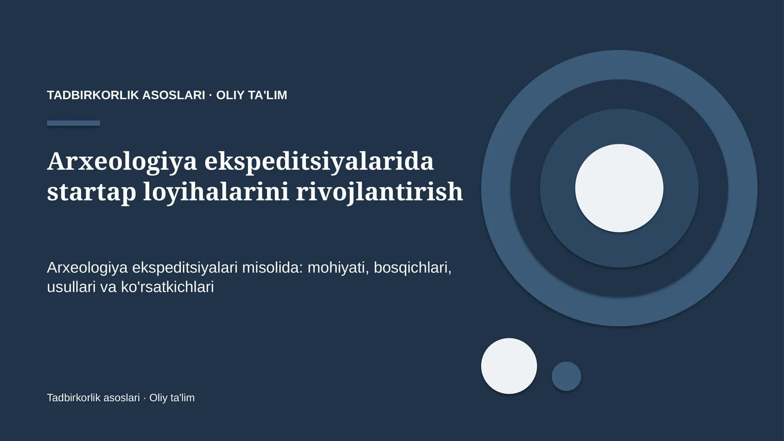Arxeologiya ekspeditsiyalarida startap loyihalarini rivojlantirish