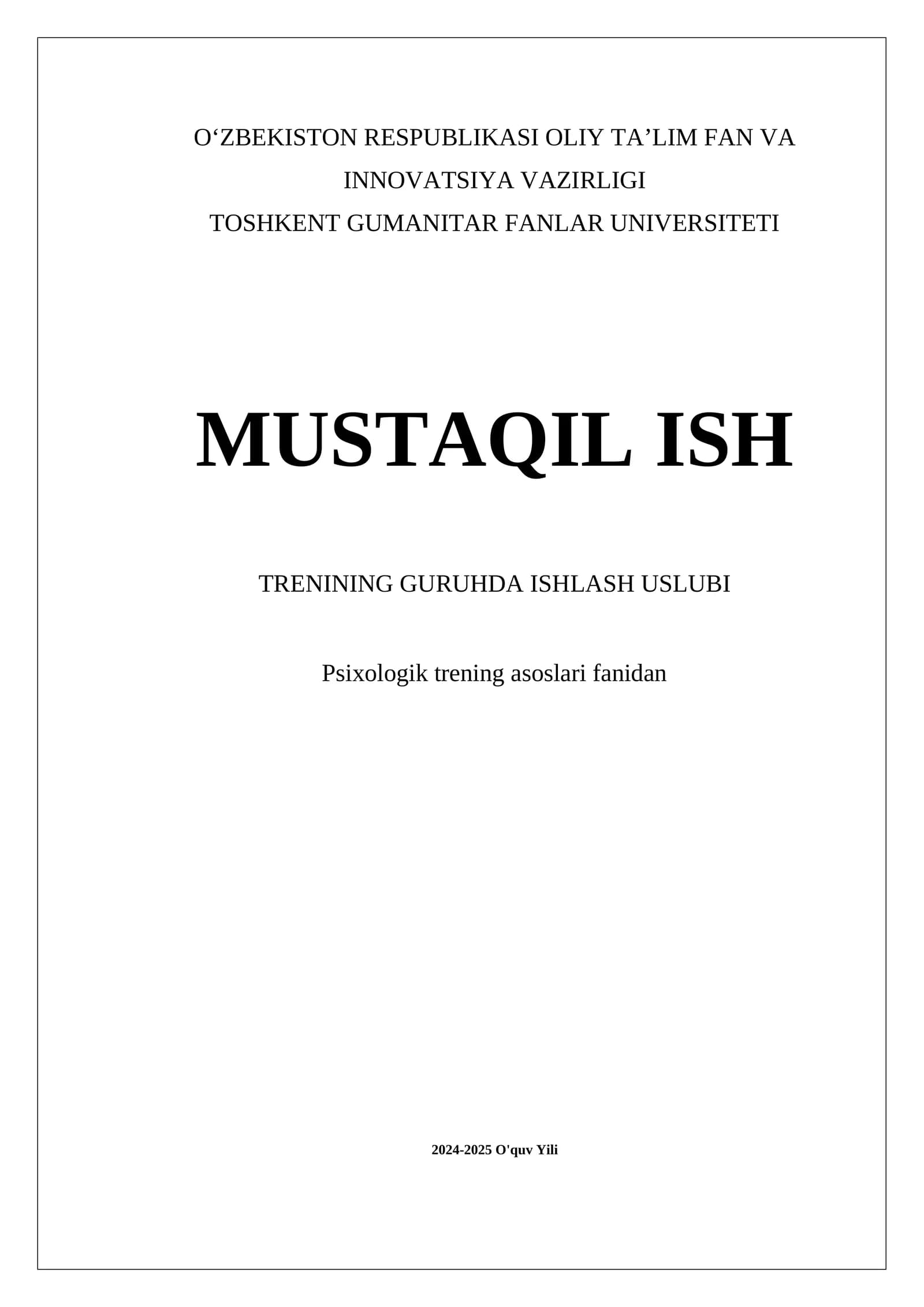 Guruhda ishlash uslubi Trenining guruhda ishlash