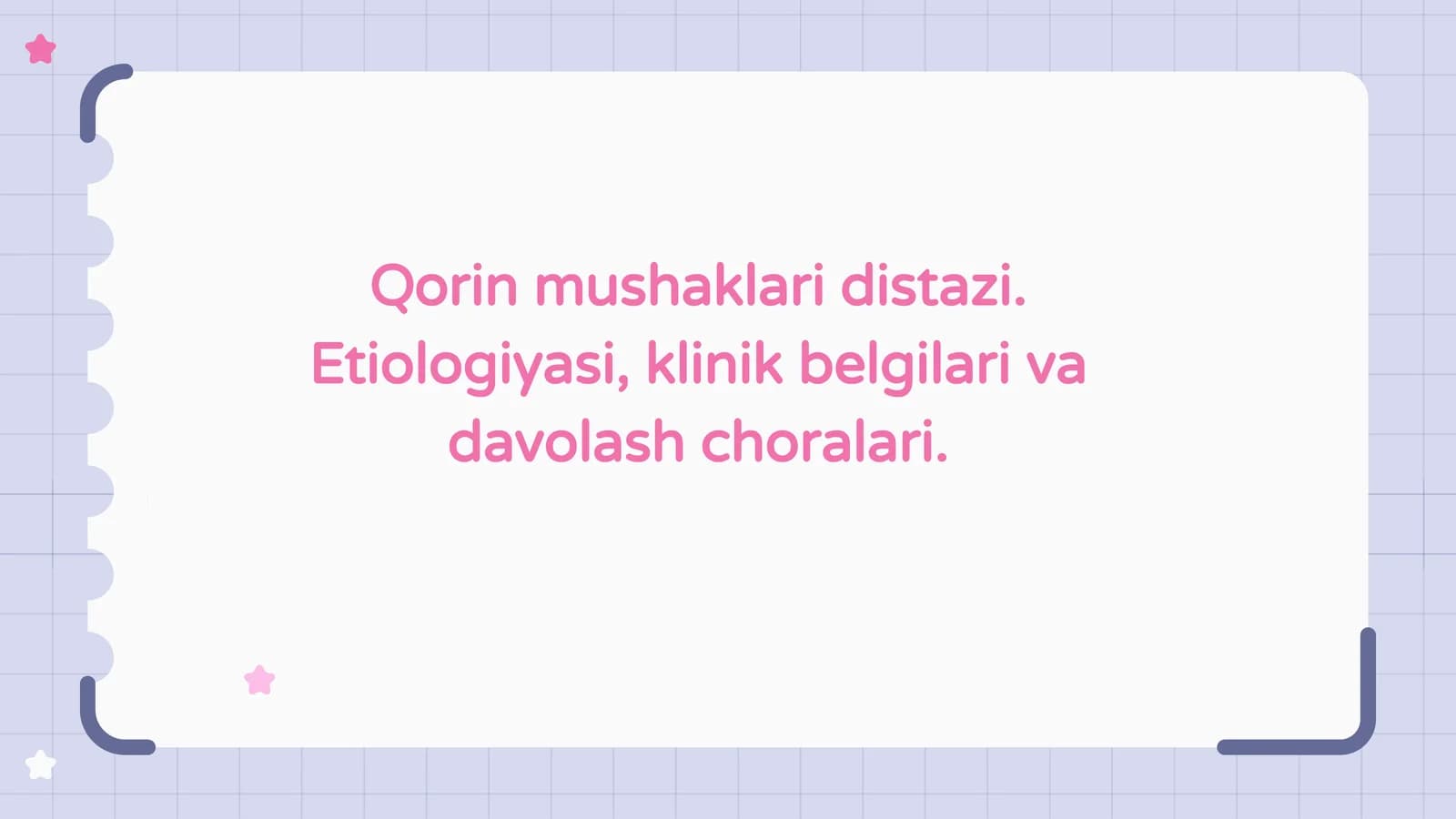 Qorin bo'shlig'i mushaklari distazi Etiologiyasi, klinik belgilari va davolash choralari