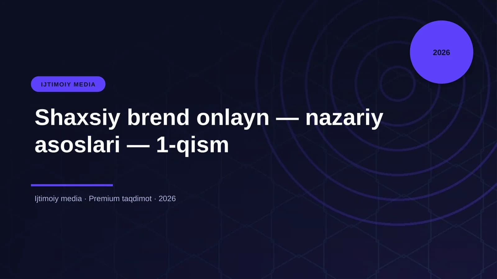 Shaxsiy brend onlayn — nazariy asoslari — 1-qism