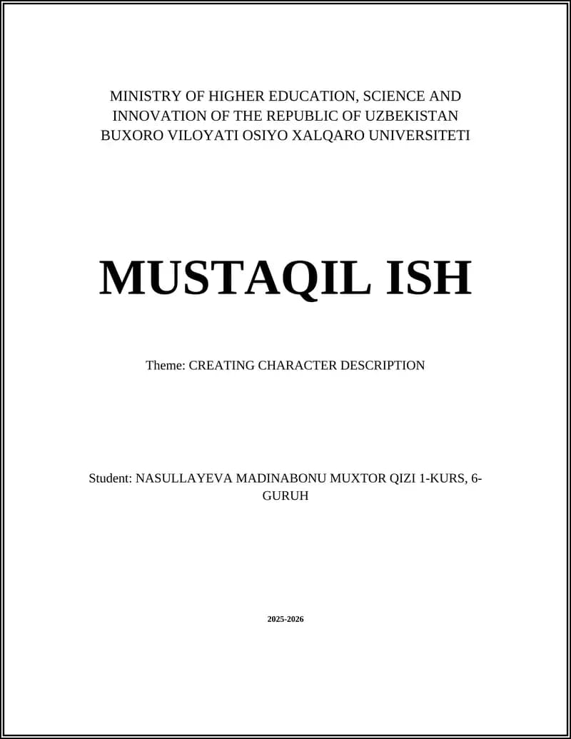 CREATING CHARACTER DESCRIPTION