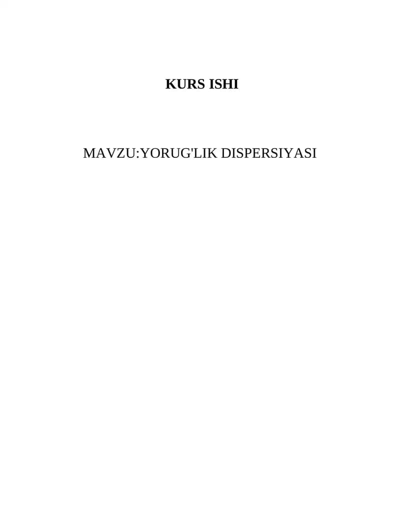 Yorug'lik dispersiyasi