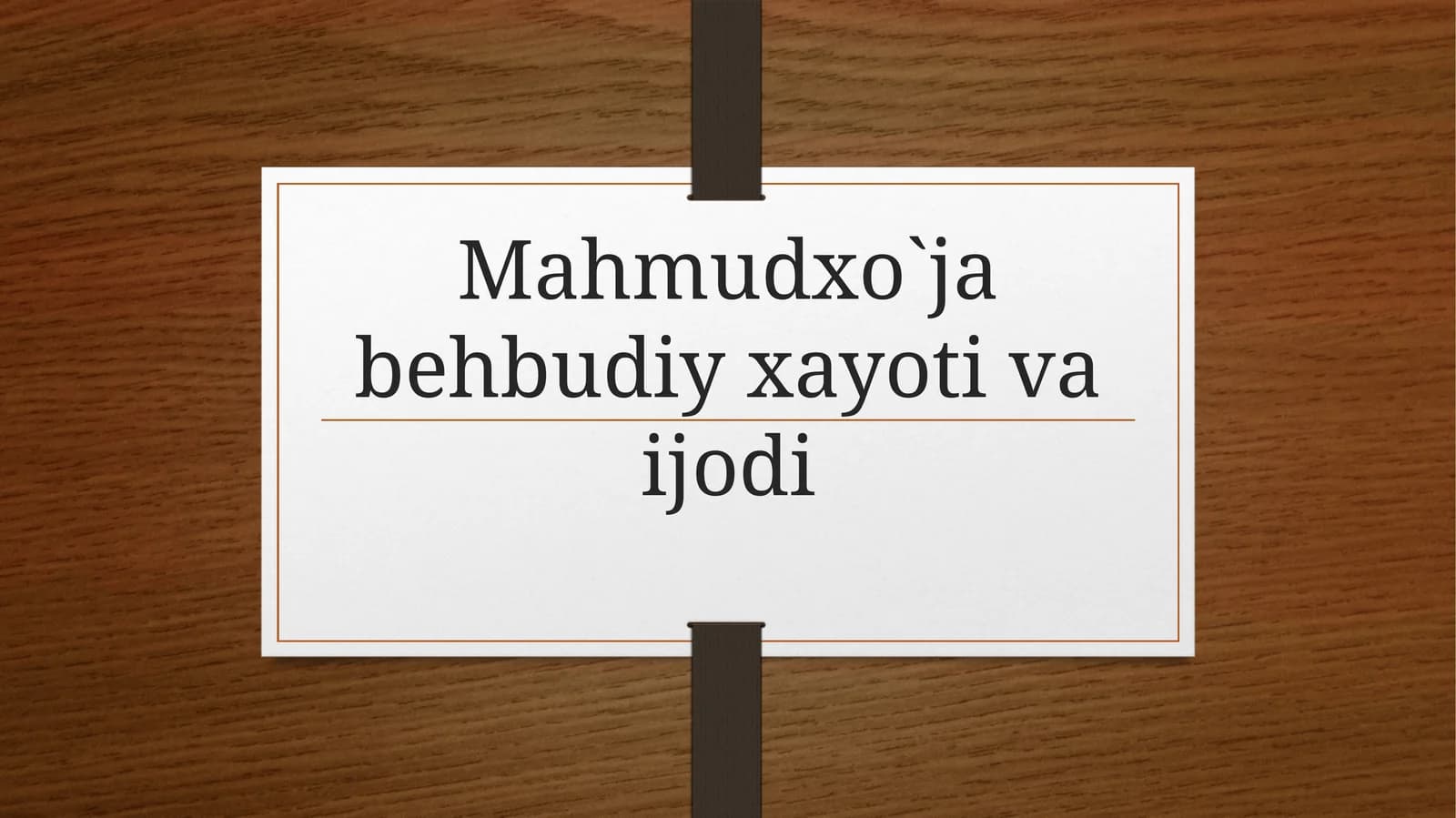 Mahmudxo`ja behbudiy xayoti va ijodi