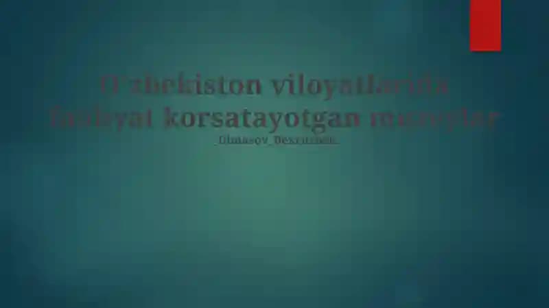 O'zbekiston viloyatlarida faoliyat korsatayotgan muzeylar
