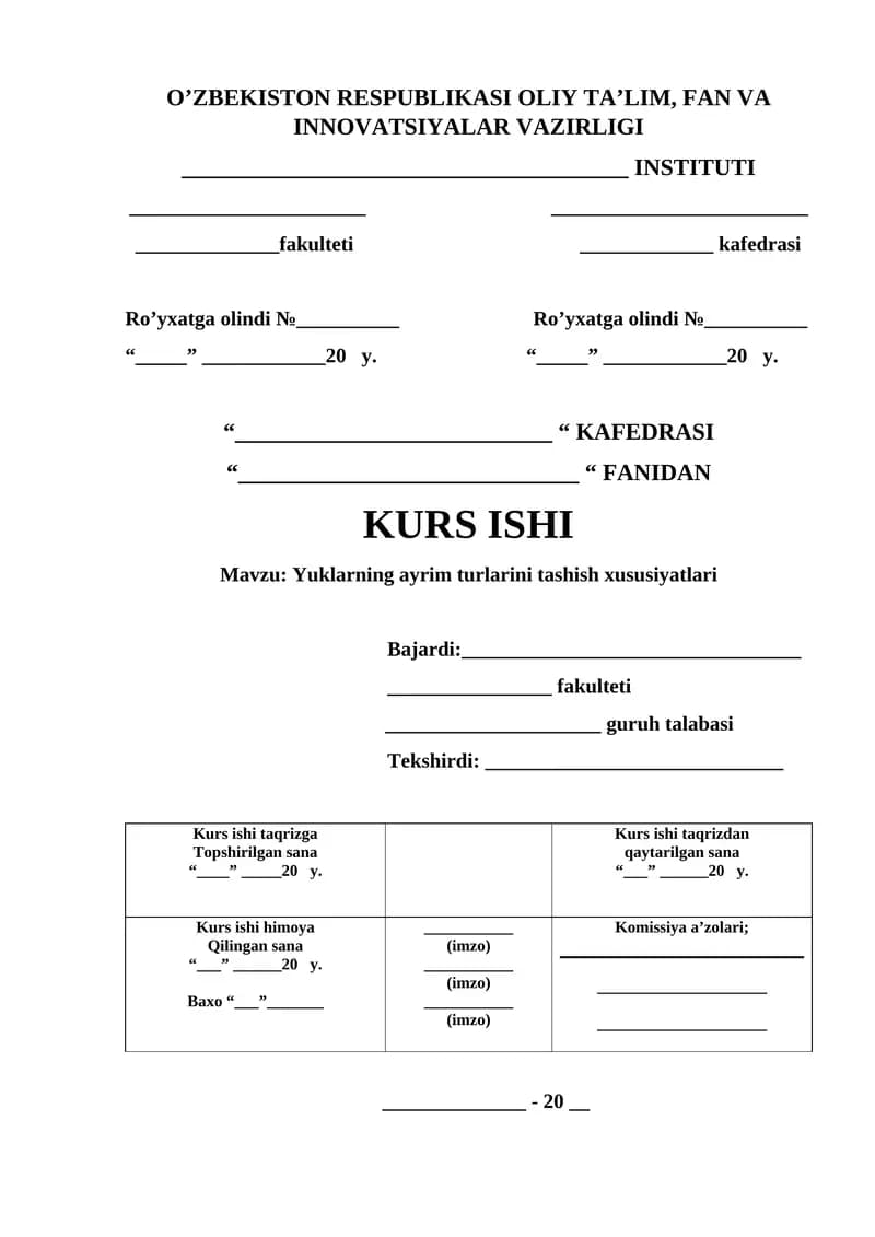 Yuklarning ayrim turlarini tashish xususiyatlari