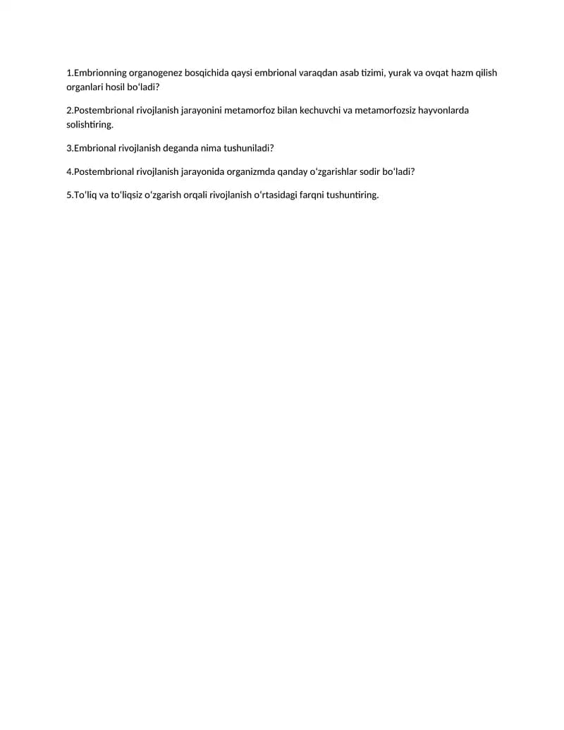 Embrionning organogenez bosqichida