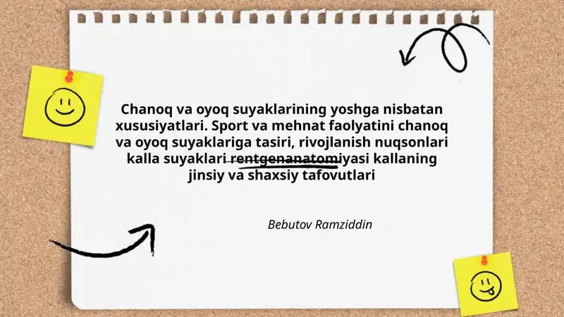 Chanoq va oyoq suyaklarining yoshga nisbatan xususiyatlari