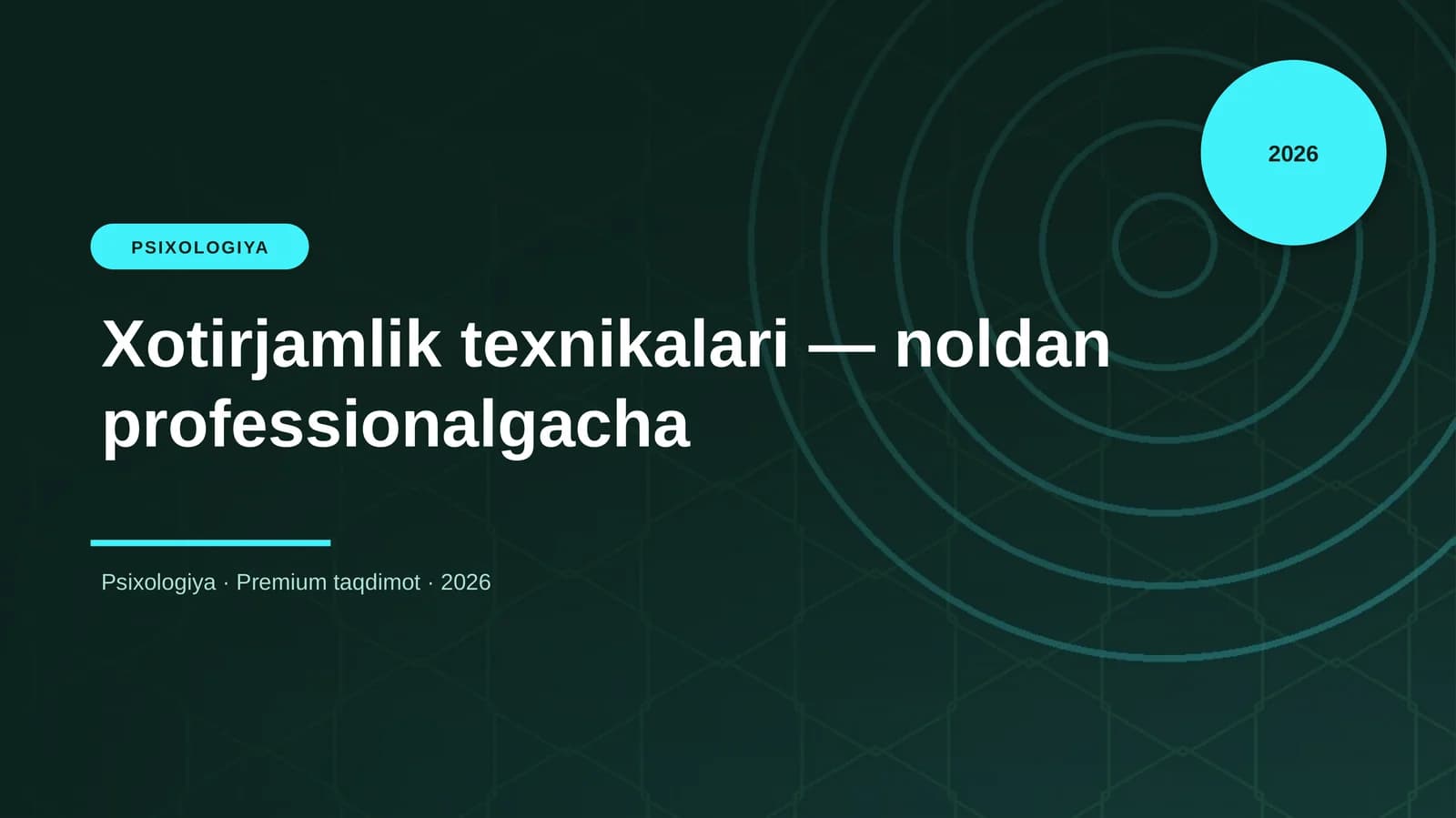Xotirjamlik texnikalari — noldan professionalgacha