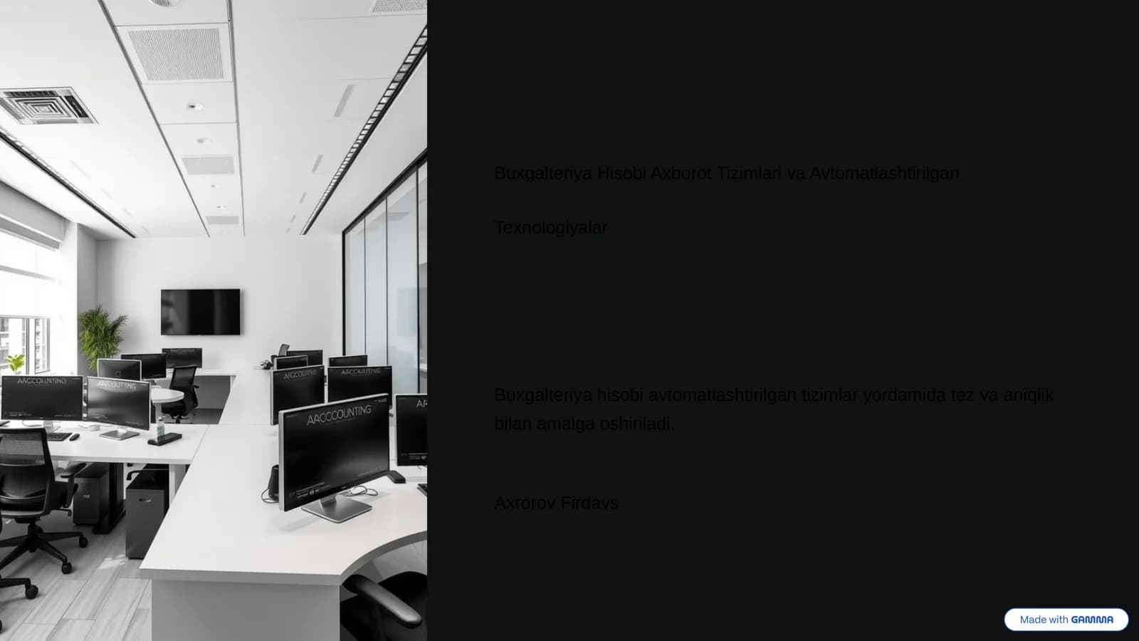 Buxgalteriya Hisobi Axborot Tizimlari va Avtomatlashtirilgan Texnologiyalar