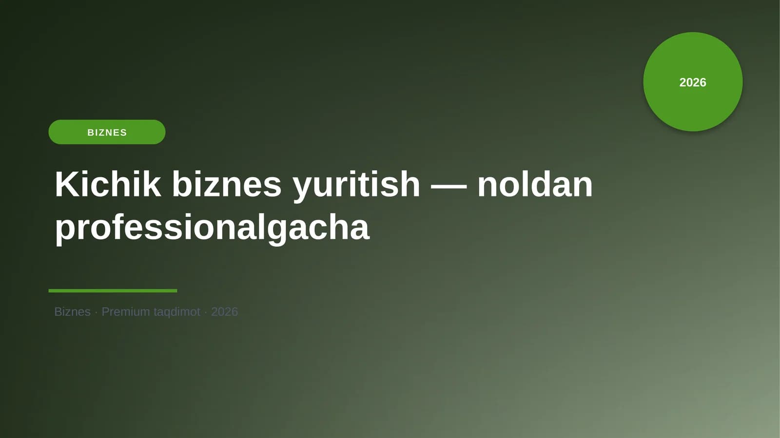 Kichik biznes yuritish — noldan professionalgacha
