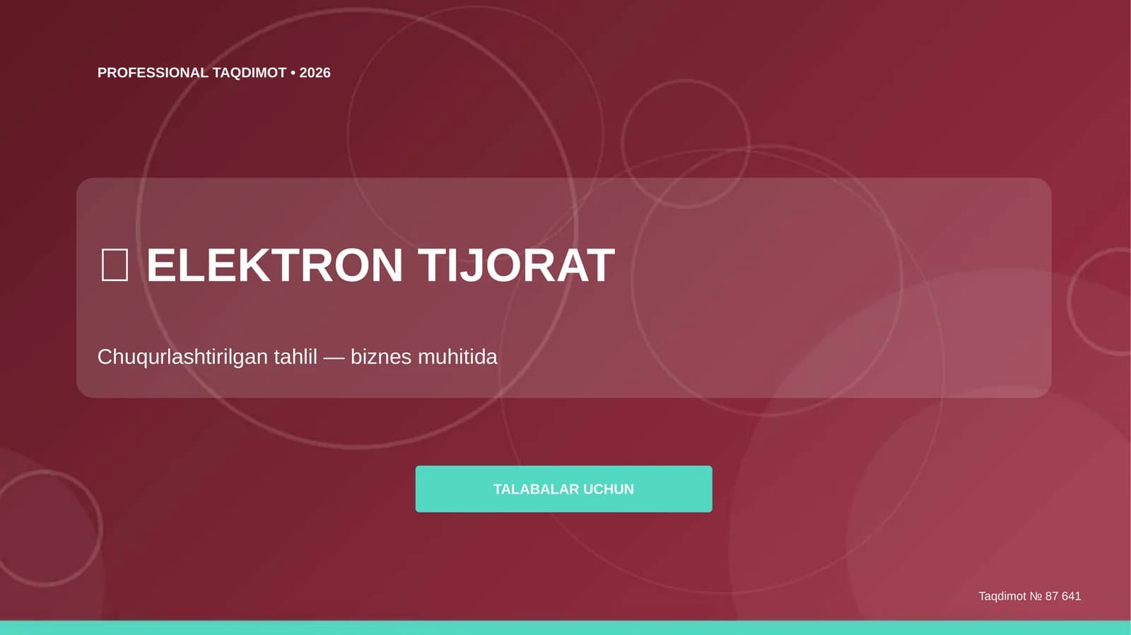 Elektron tijorat: chuqurlashtirilgan tahlil