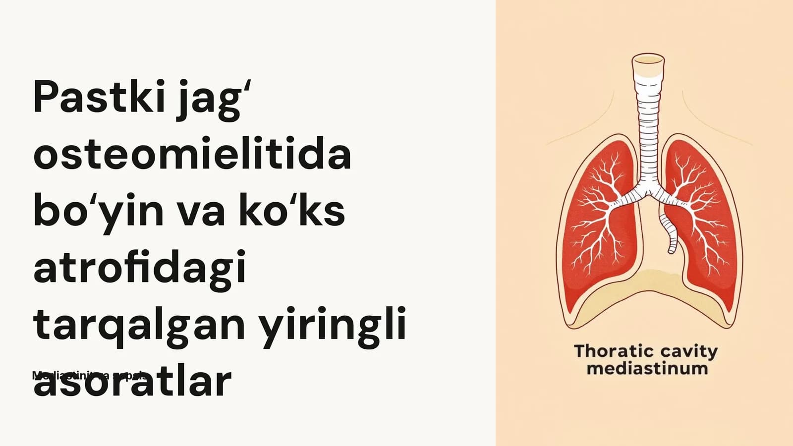 Pastki jagʻ osteomielitida boʻyin va koʻks atrofidagi tarqalgan yiringli asoratlar