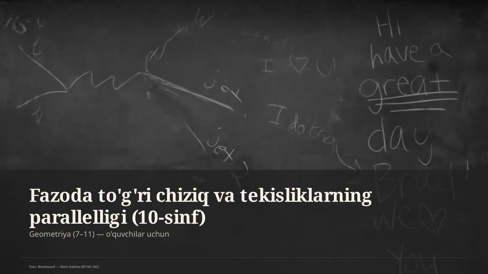 Fazoda to'g'ri chiziq va tekisliklarning parallelligi (10-sinf)