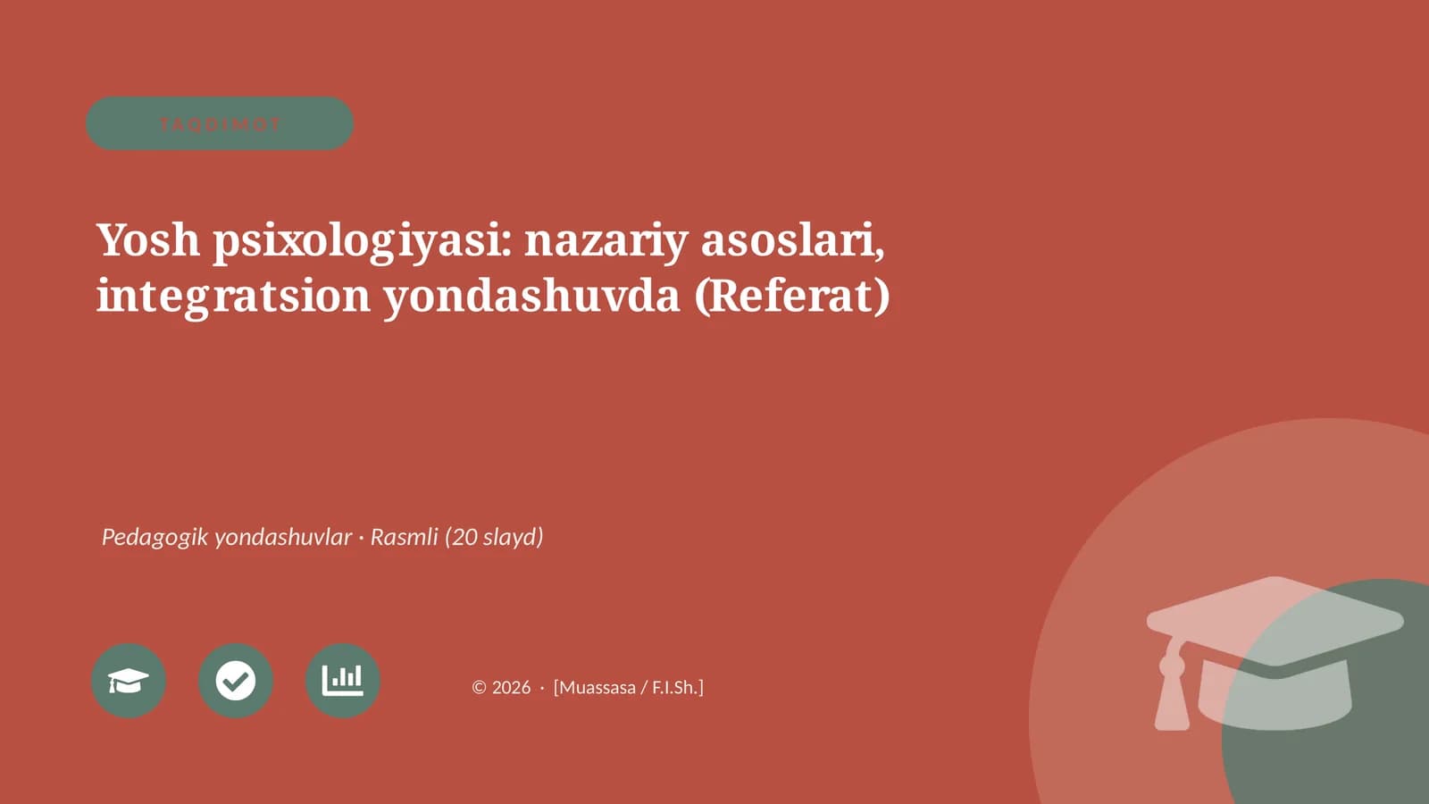 Yosh psixologiyasi: nazariy asoslari, integratsion yondashuvda (Referat)