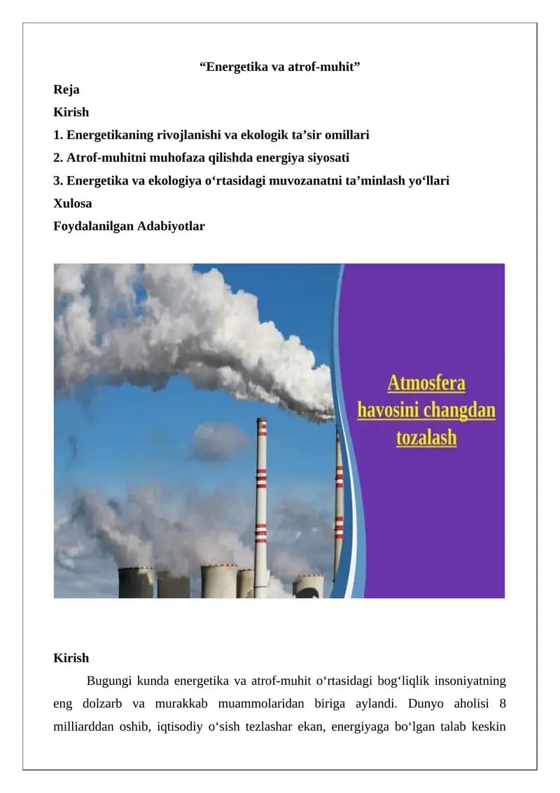 Energetika va atrof-muhit