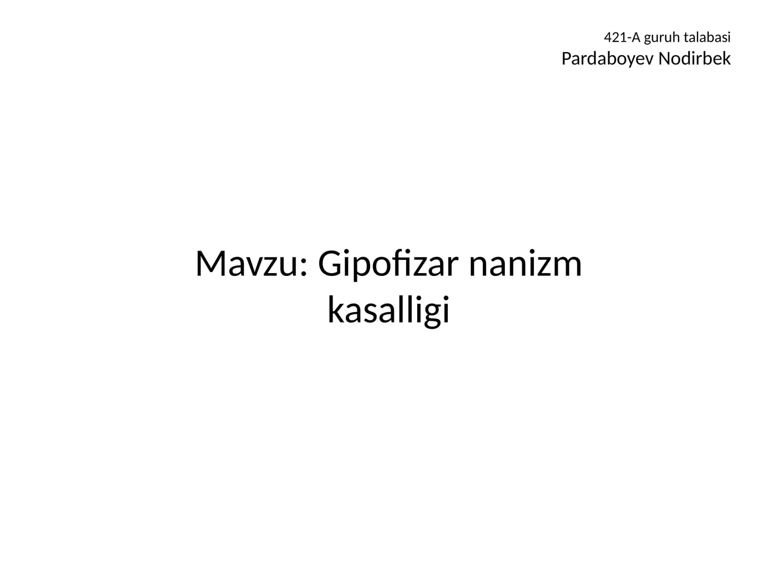 Gipofizar nanizm kasalligi