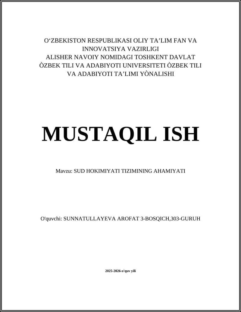 Sud hokimiyati tizimining ahamiyati