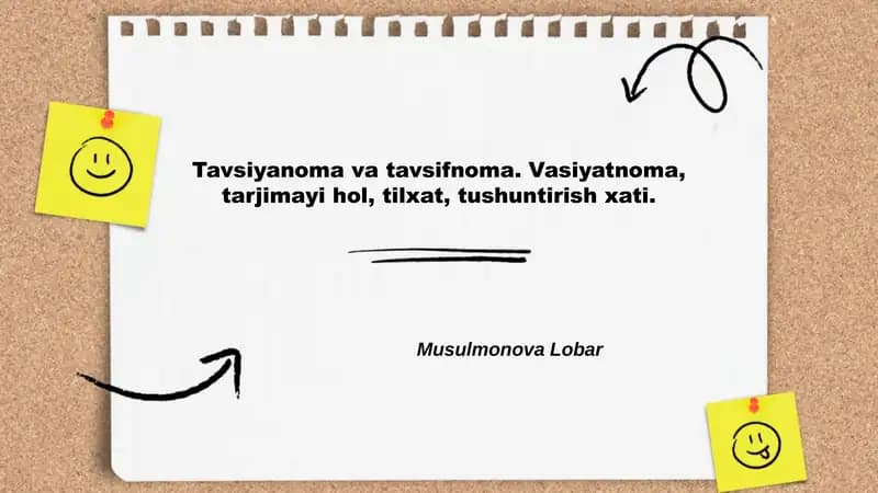 Tavsiyanoma va tavsifnoma