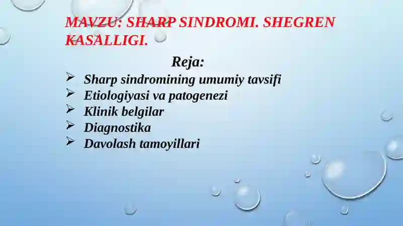 SHARP SINDROMI. SHEGREN KASALLIGI.