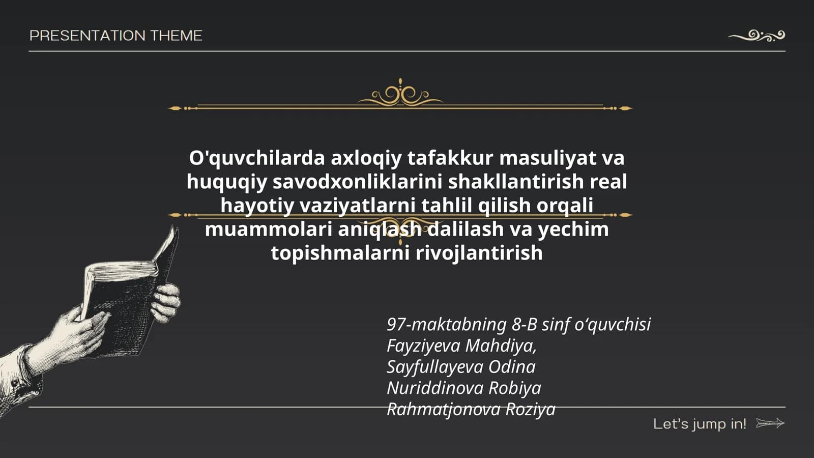 O'quvchilarda axloqiy tafakkur masuliyat va huquqiy savodxonliklarini shakllantirish