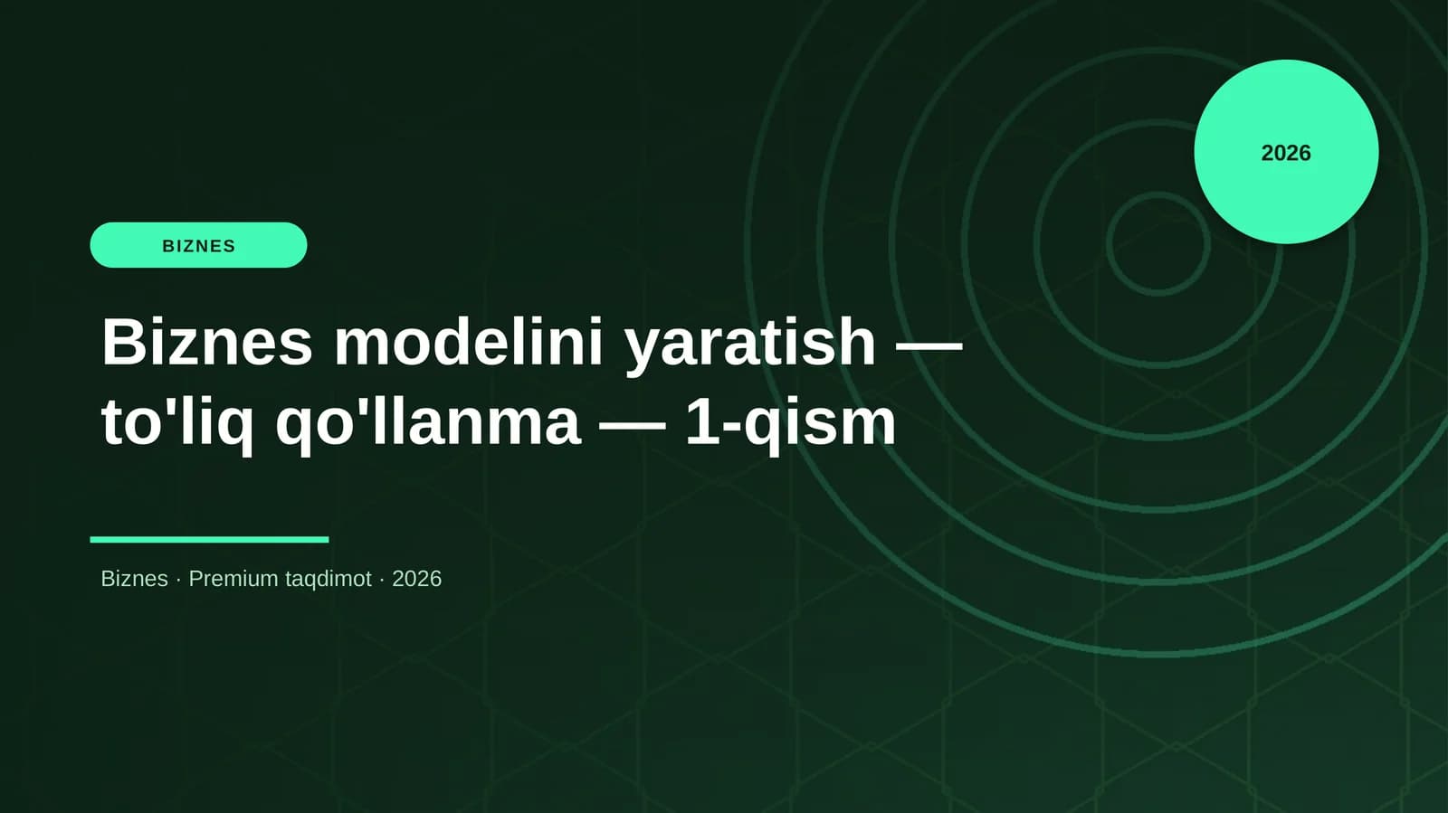Biznes modelini yaratish — to'liq qo'llanma — 1-qism