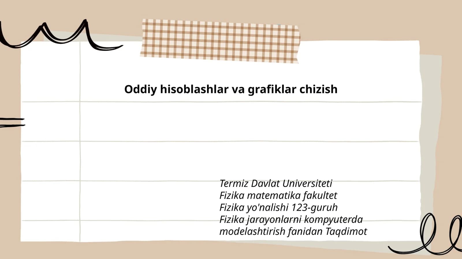 Fizika jarayonlarni kompyuterda modelashtirish fanidan Taqdimot