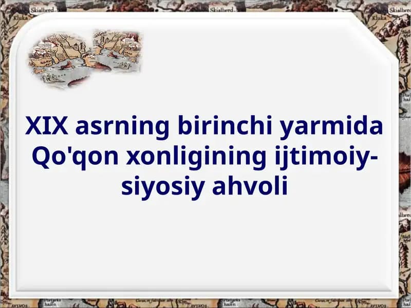 XIX asrning birinchi yarmida Qo'qonxonligining ijtimoiiy-siyosiyah voli
