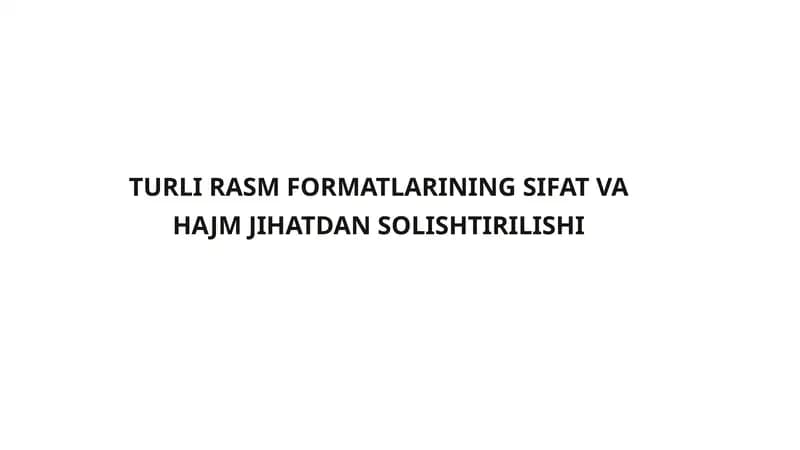Rasm formatlarining solishtirilishi