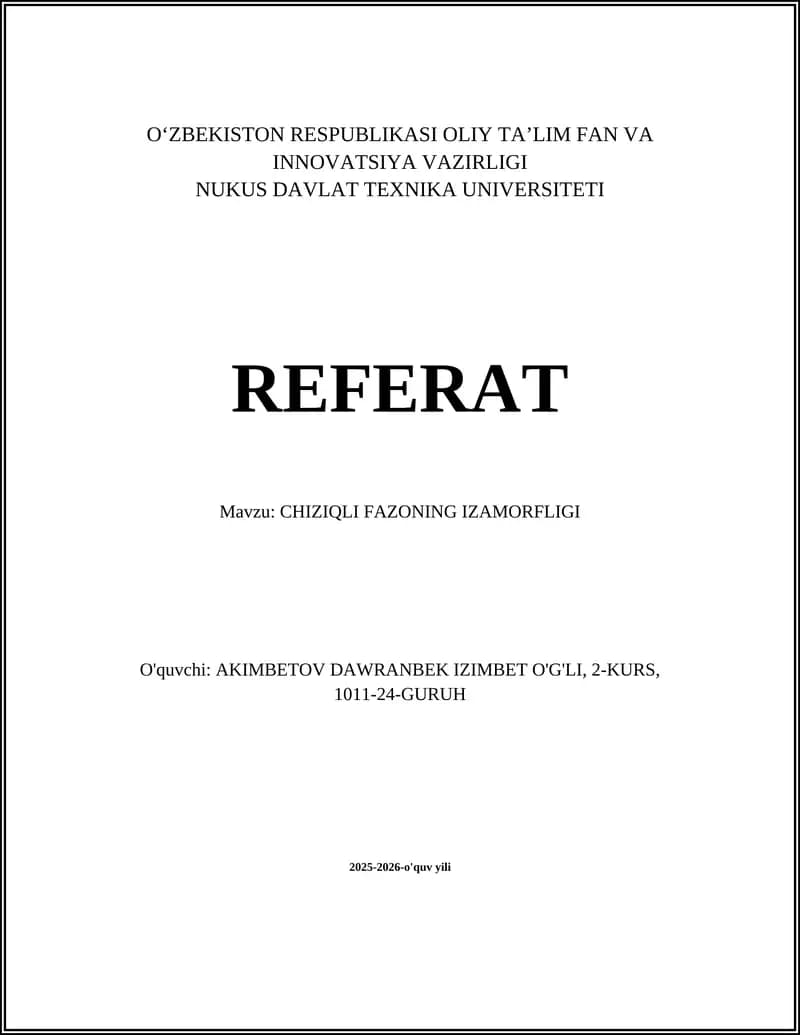 CHIZIQLI FAZONING IZOMORFLIGI