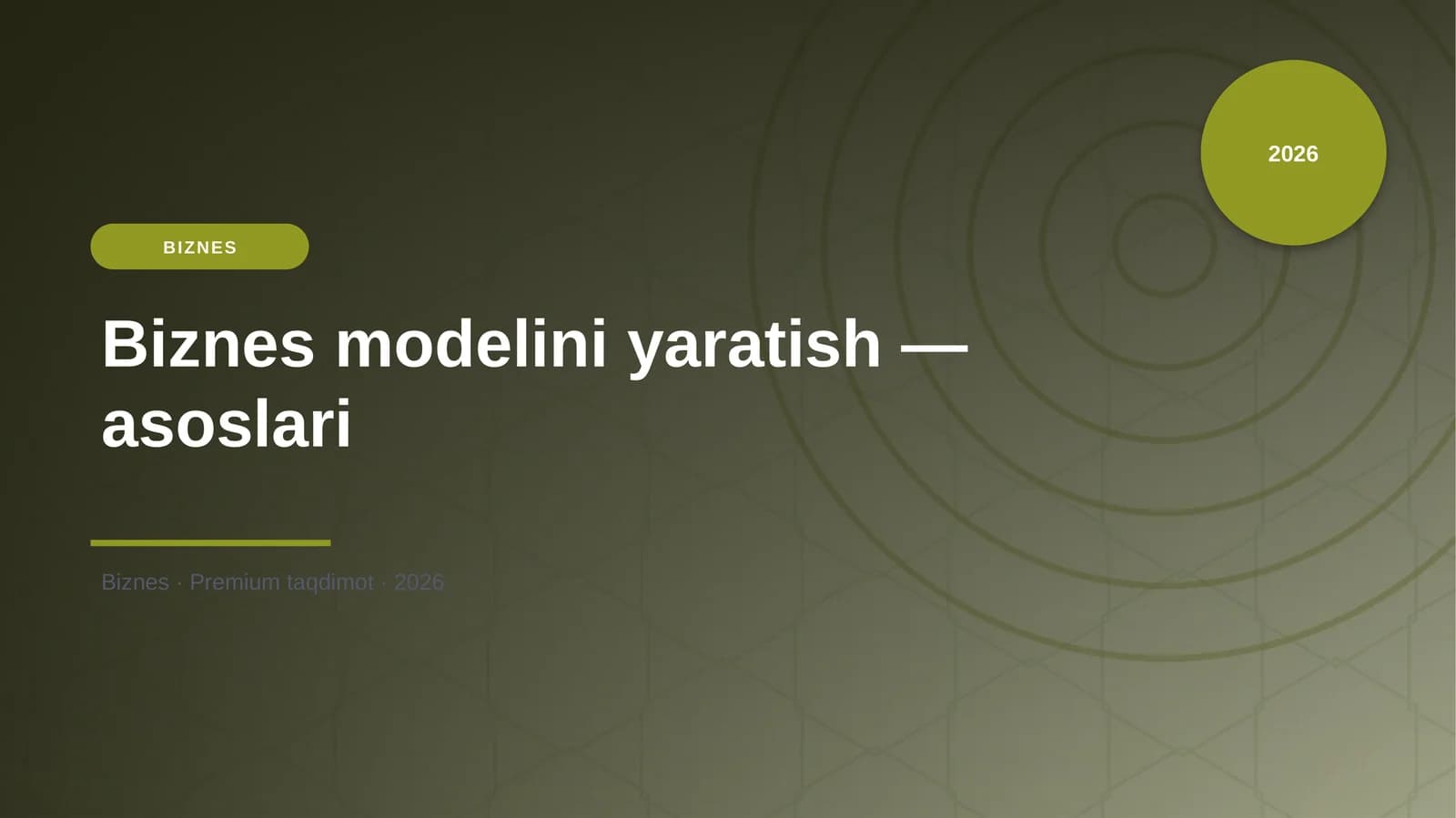 Biznes modelini yaratish — asoslari