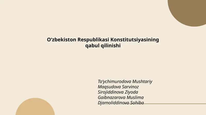 Oʻzbekiston Respublikasi Konstitutsiyasining qabul qilinishi