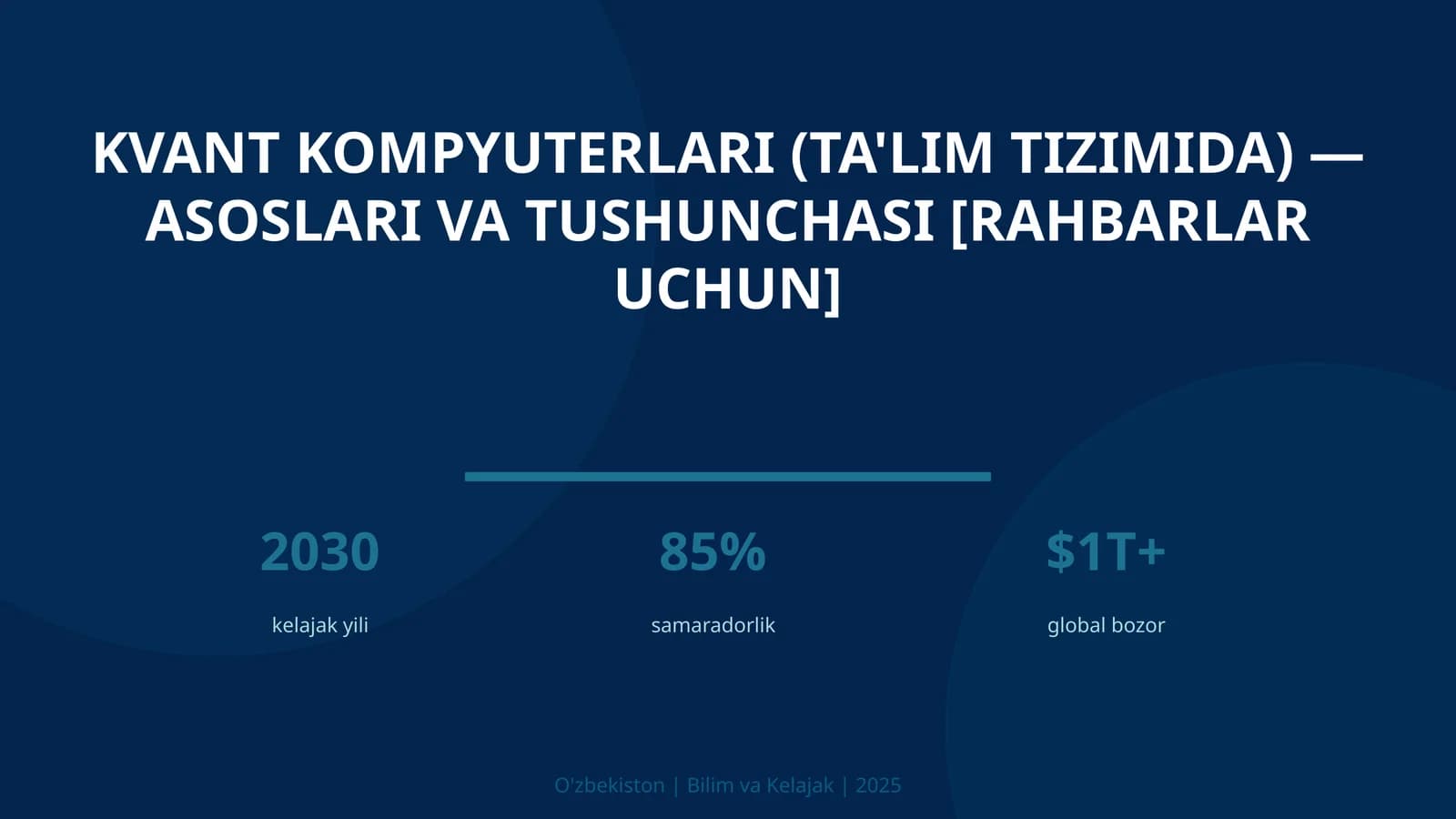 Kvant kompyuterlari (ta'lim tizimida) — asoslari va tushunchasi [rahbarlar uchun]