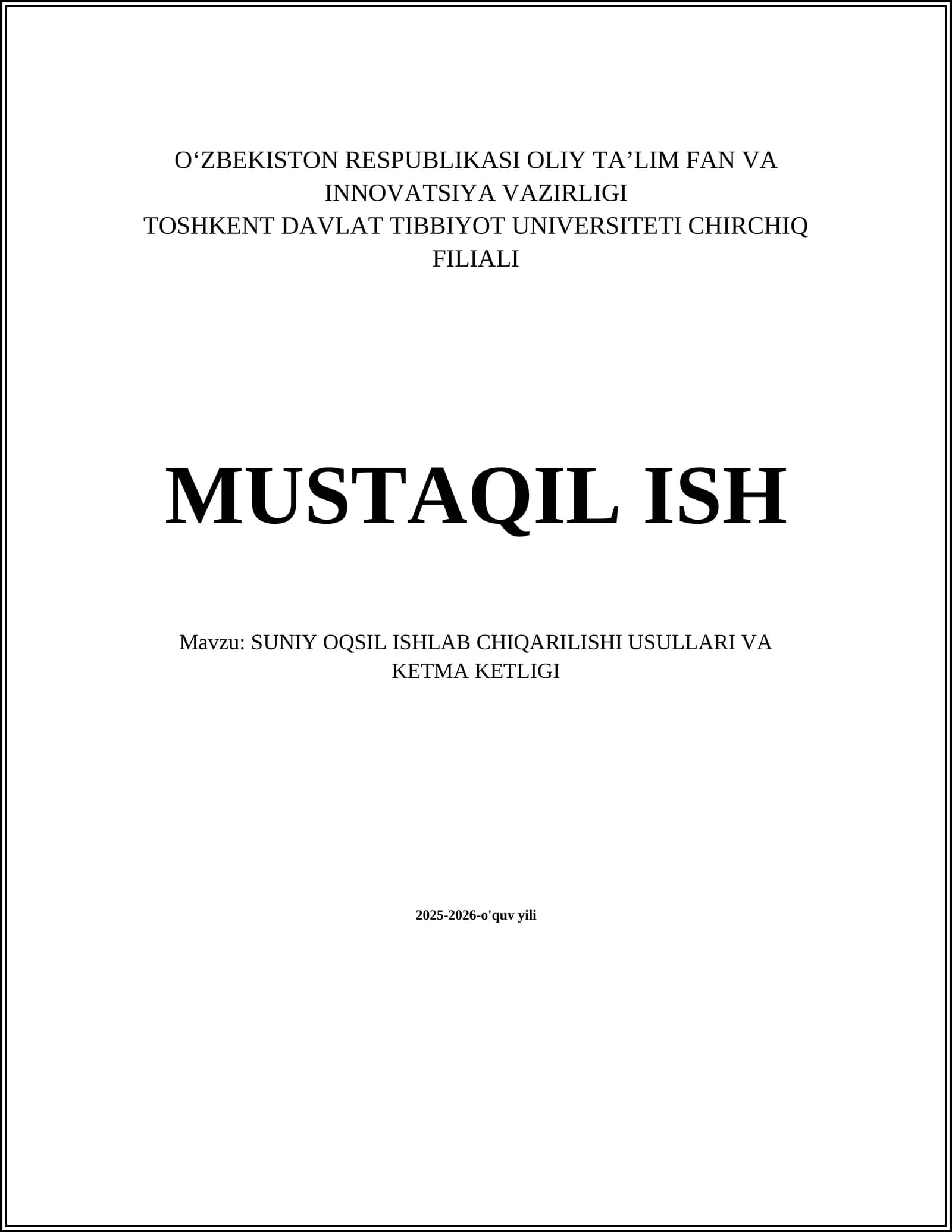 SUNIY OQSIL ISHLAB CHIQARILISHI USULLARI VA KETMA KETLIGI