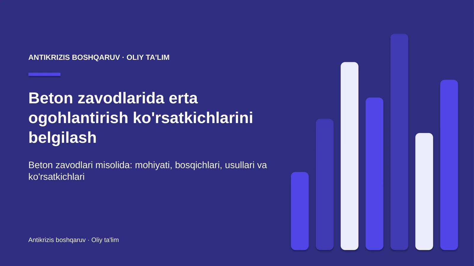 Beton zavodlarida erta ogohlantirish ko'rsatkichlarini belgilash