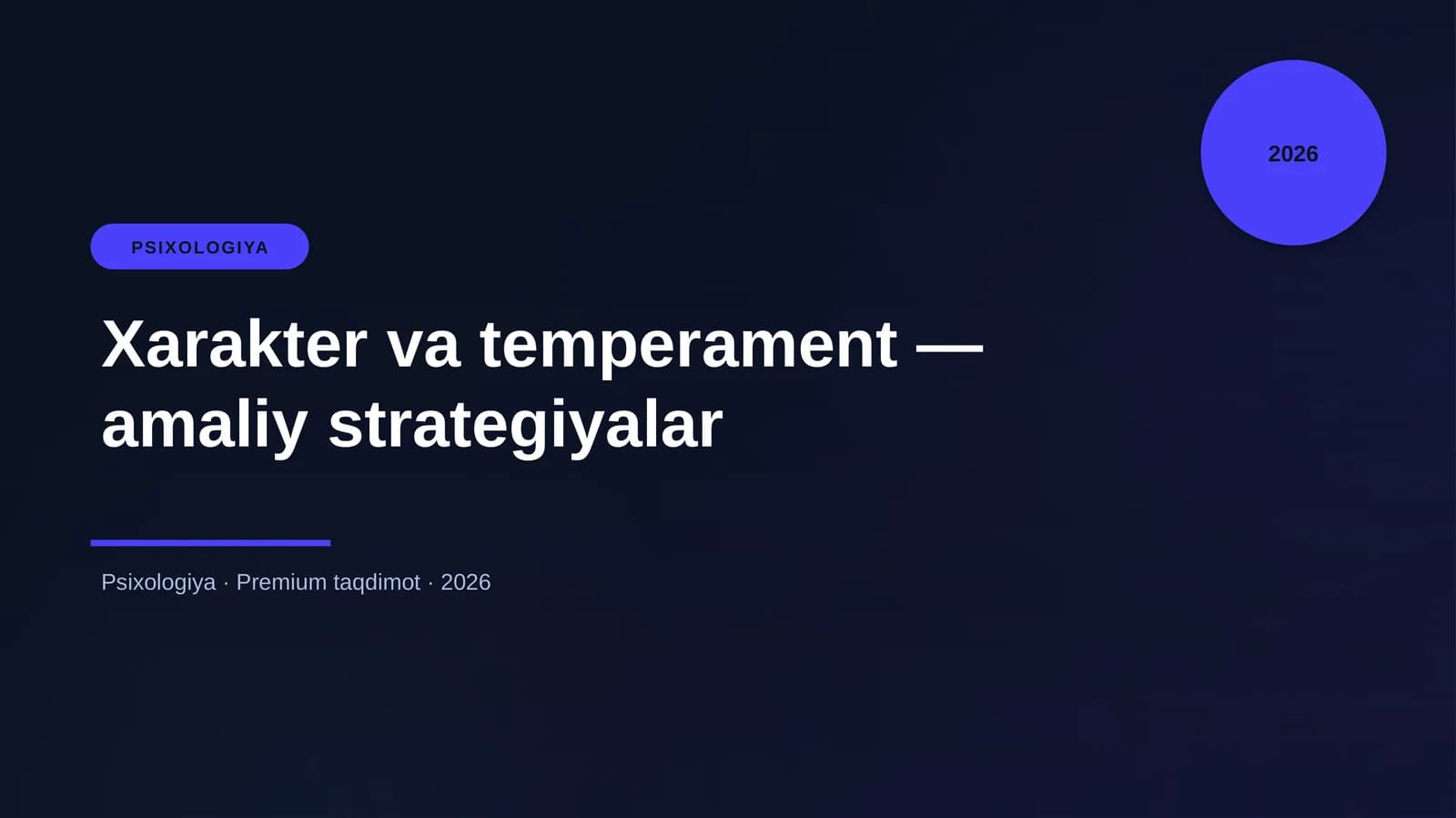 Xarakter va temperament — amaliy strategiyalar