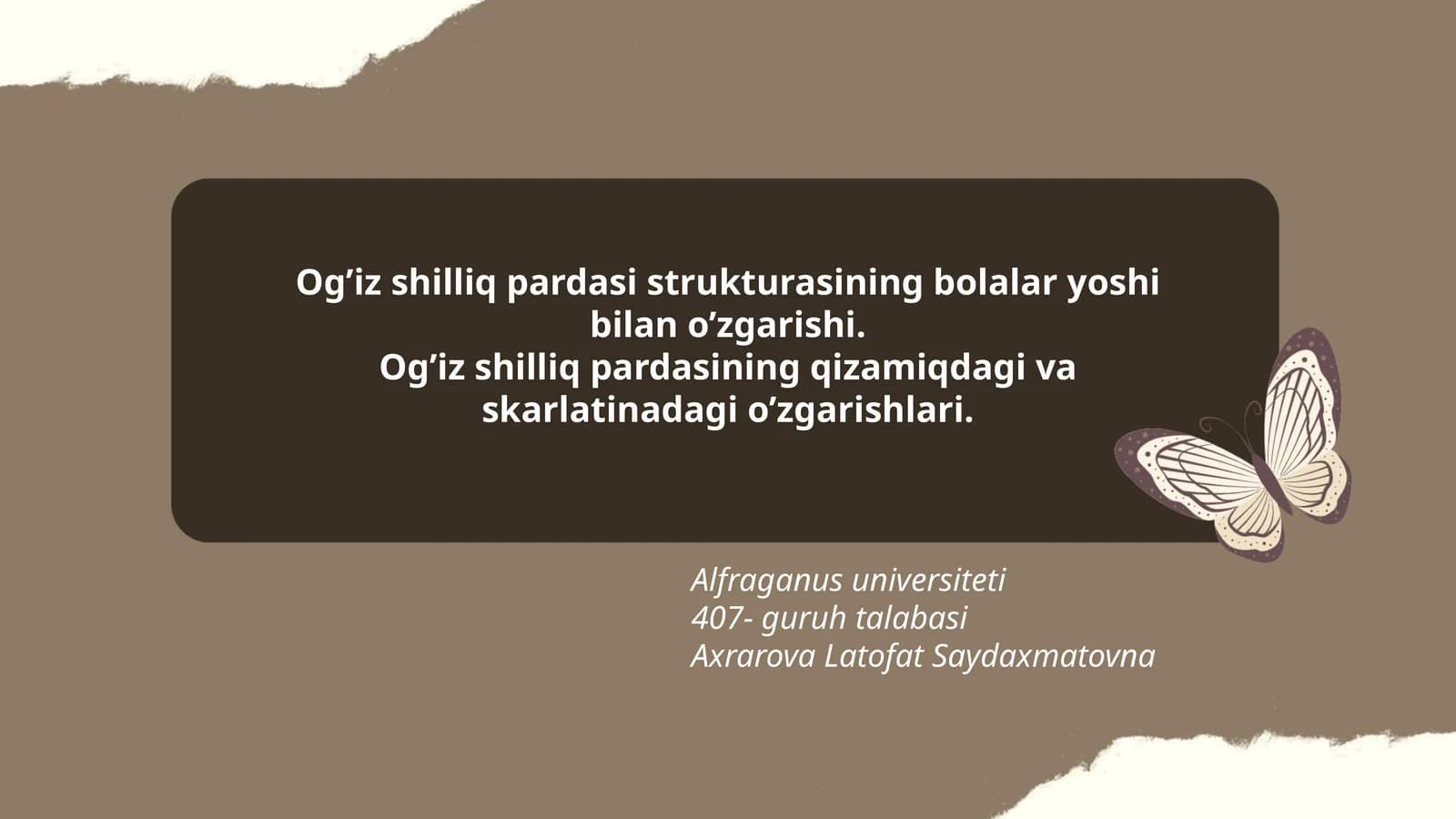 Og’iz shilliq pardasi strukturasining o'zgarishi