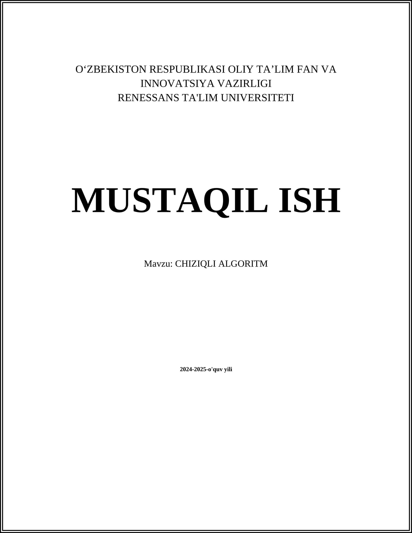 CHIZIQLI ALGORITM