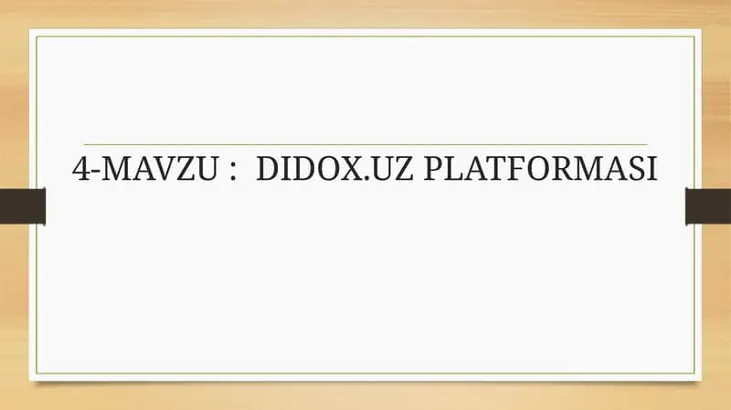 DIDOX.UZ PLATFORMASI
