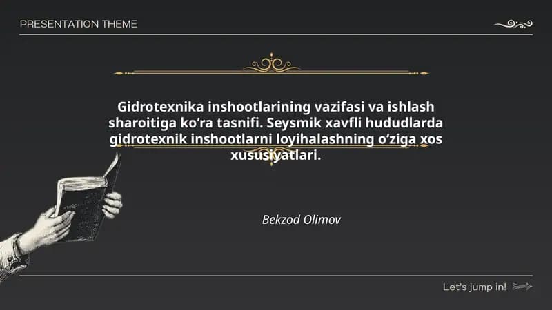 Gidrotexnika inshootlarining vazifasi va ishlash sharoitiga ko‘ra tasnifi