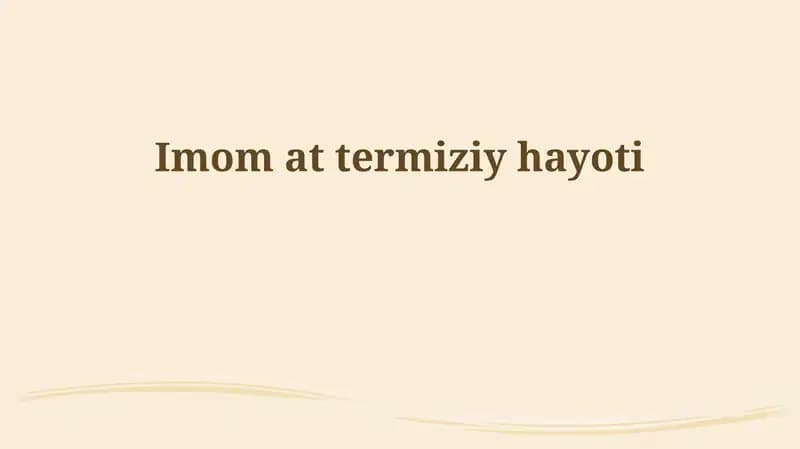 Imom at Termiziy hayoti