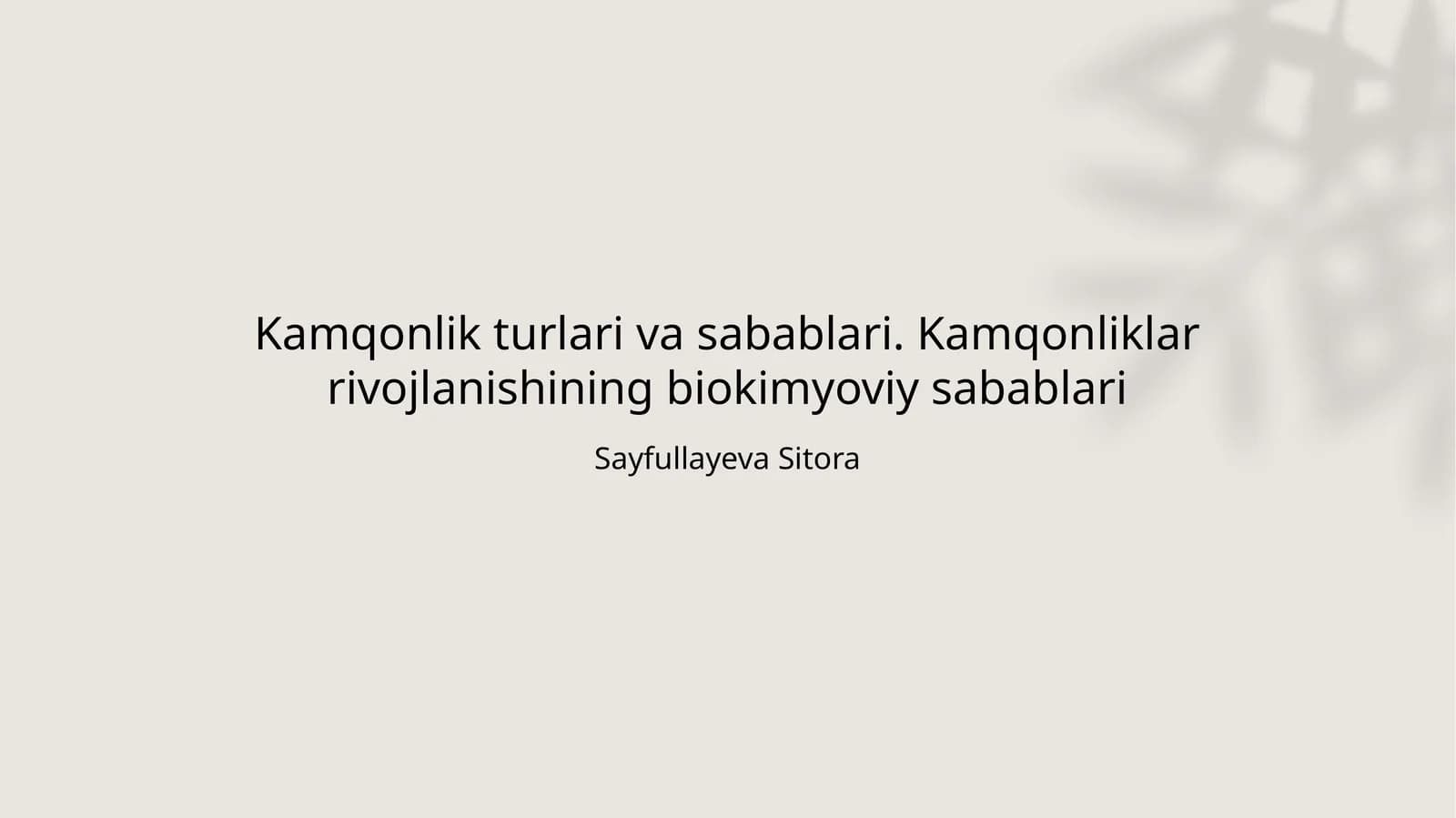 Kamqonlik turlari va sabablari. Kamqonliklar rivojlanishining biokimyoviy sabablari