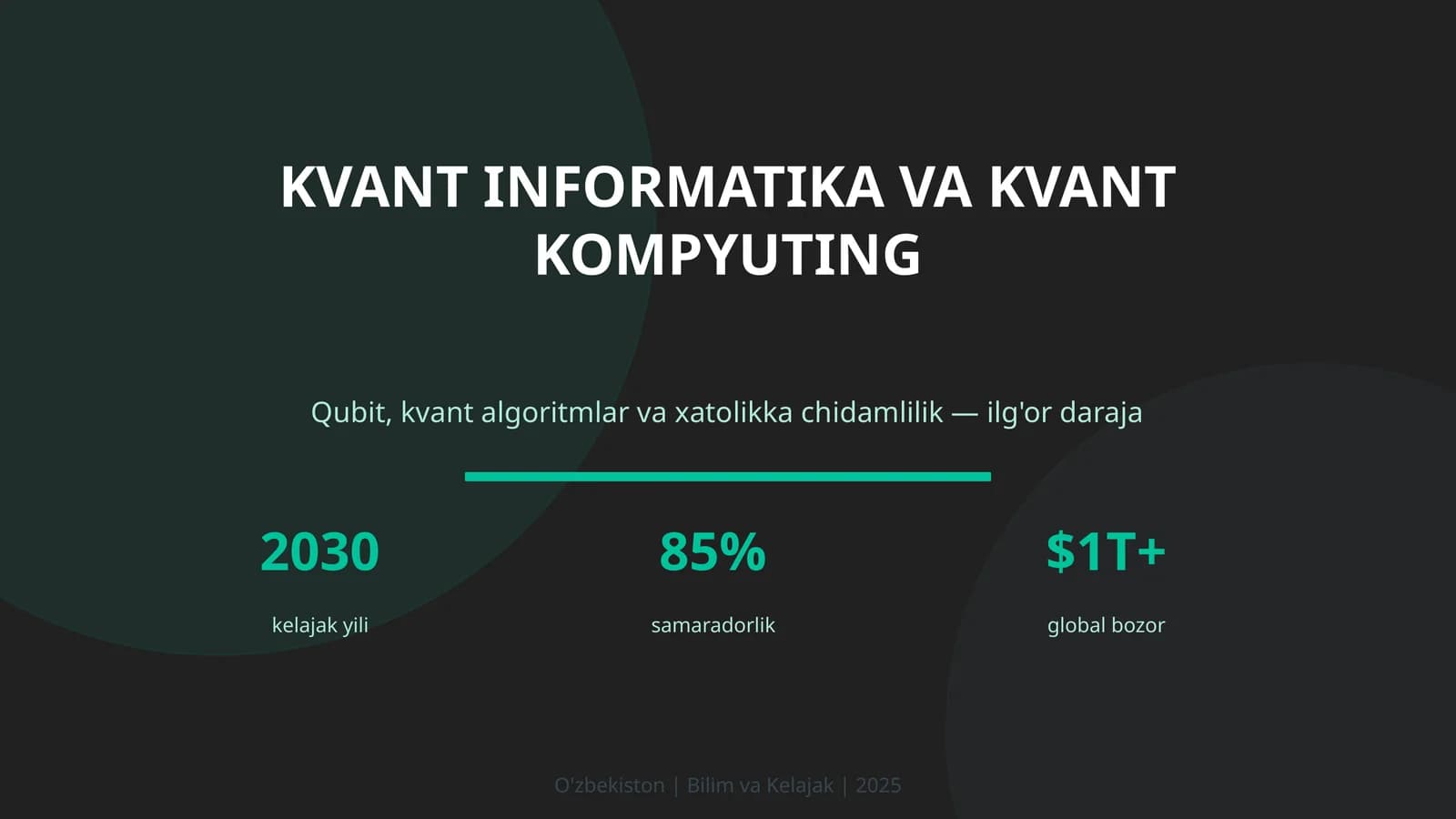KVANT INFORMATIKA VA KVANT KOMPYUTING