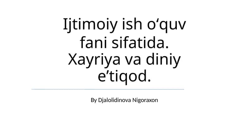 Xayriya va diniy eʼtiqod