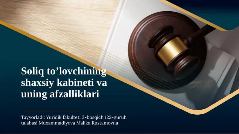Soliq to’lovchining shaxsiy kabineti va uning afzalliklari