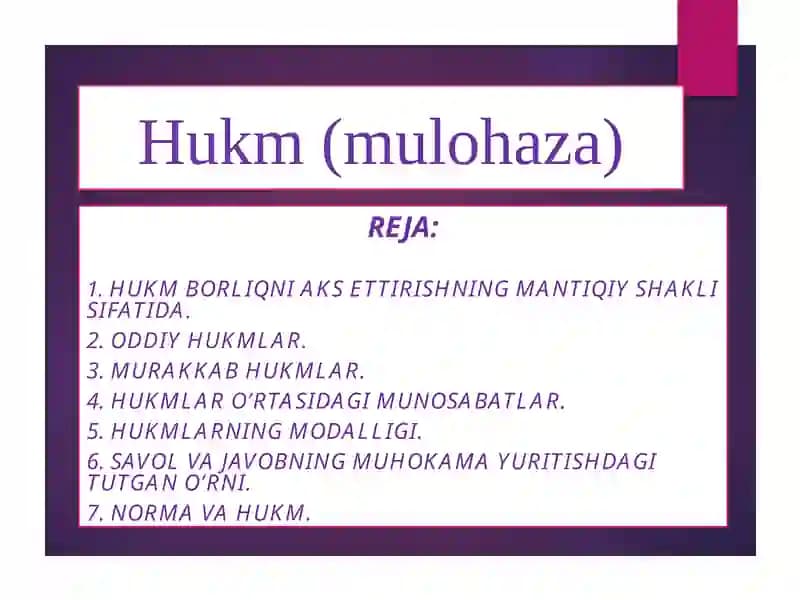 Hukm(mulohaza)