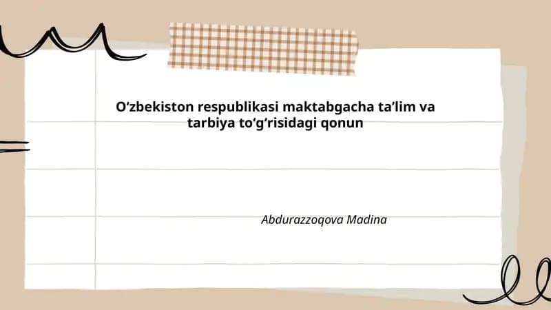 Oʻzbekiston respublikasi maktabgacha taʼlim va tarbiya toʻgʻrisidagi qonun