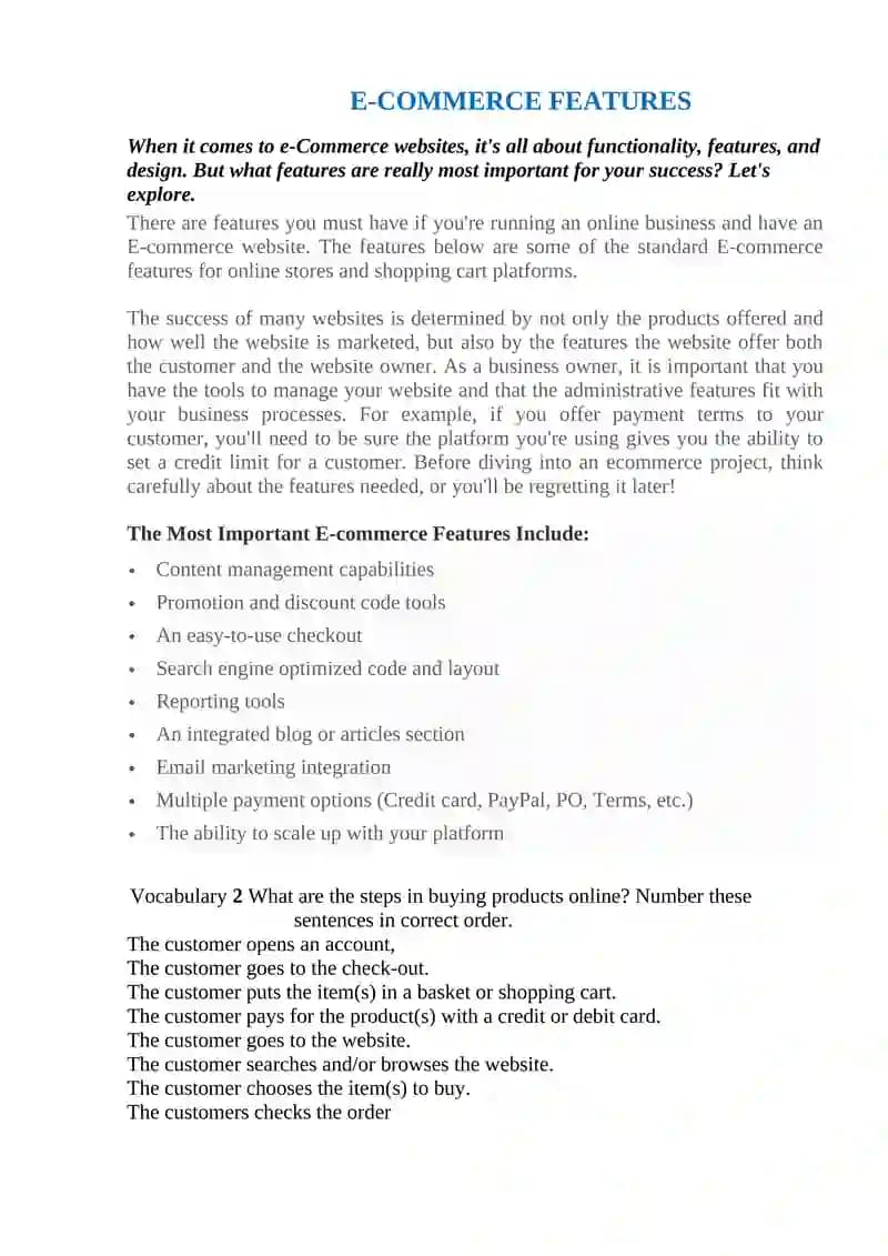 E-commerce Features