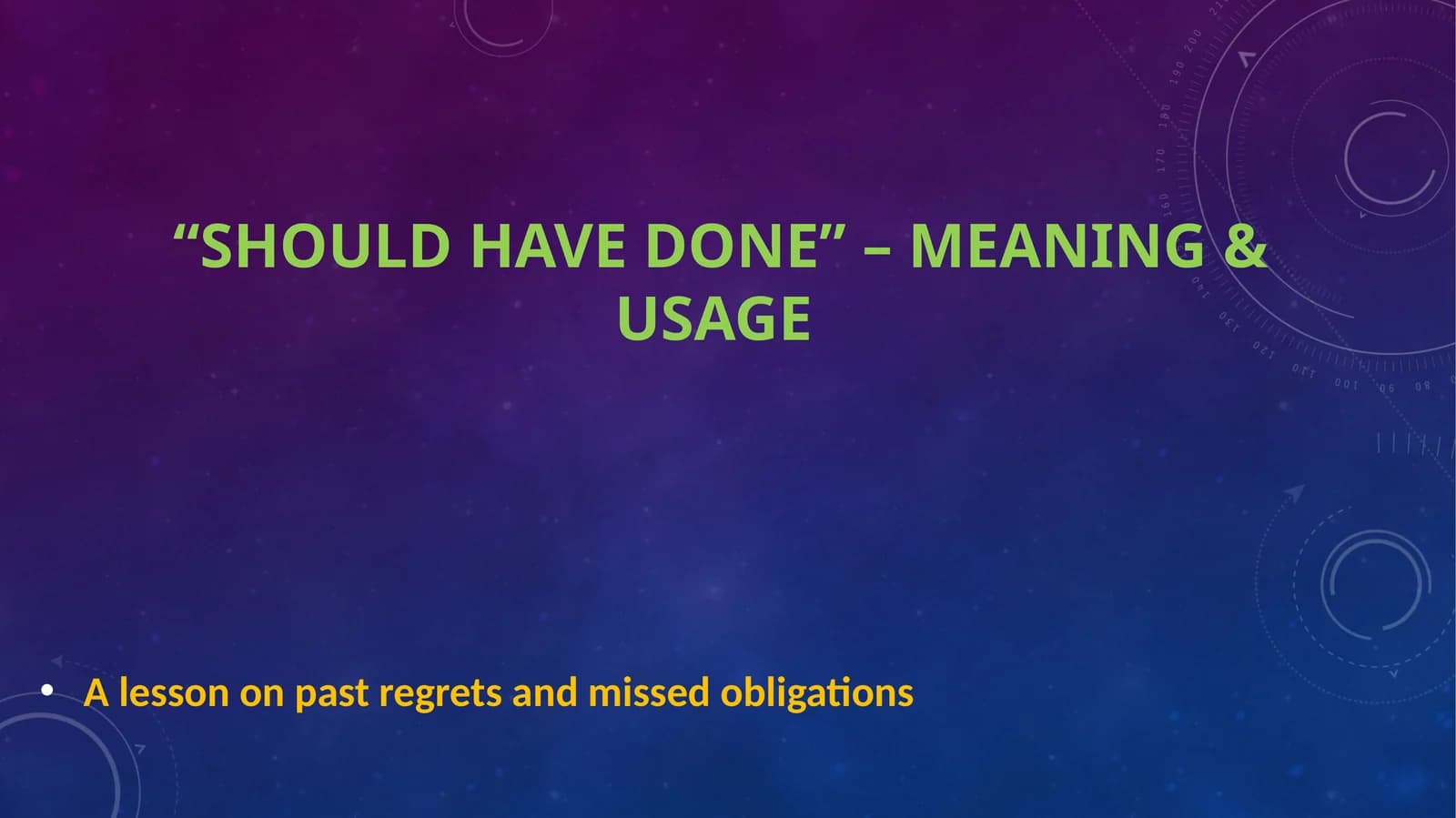“Should Have Done” – Meaning & Usage