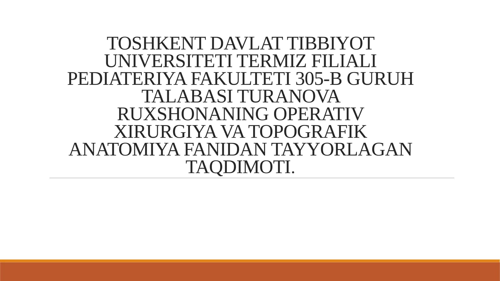 O’G’IL VA QIZ BOLALAR TASHQI TANOSIL A’ZOLARI TUG’MA NUQSONLARI VA OPERATIV DAVOLASH