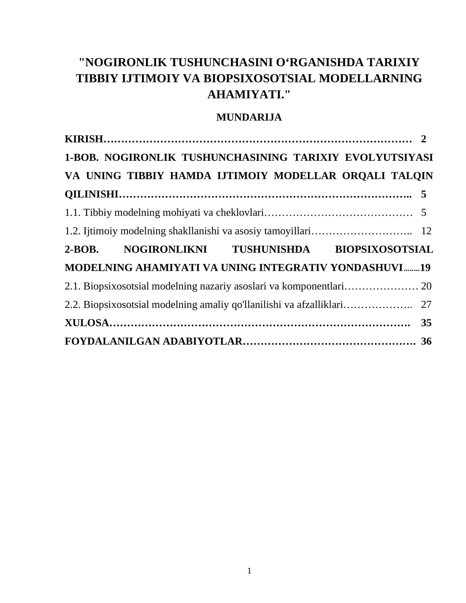 NOGIRONLIK TUSHUNCHASINI O‘RGANISHDA TARIXIY TIBBIY IJTIMOIY VA BIOPSIXOSOTSIAL MODELLARNING AHAMIYATI